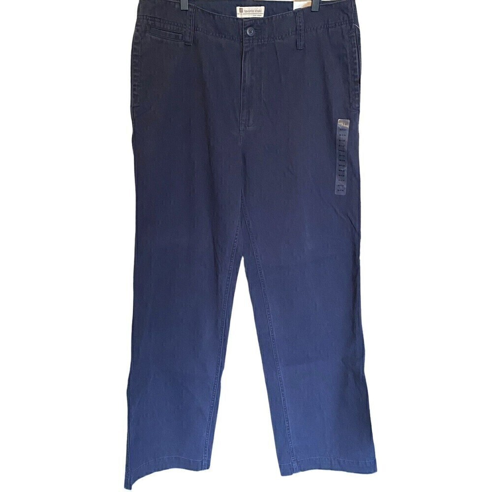 GAP Pants Men's Favorite Khaki Flat Front Navy Blue New Size 36X34 Straight NEW